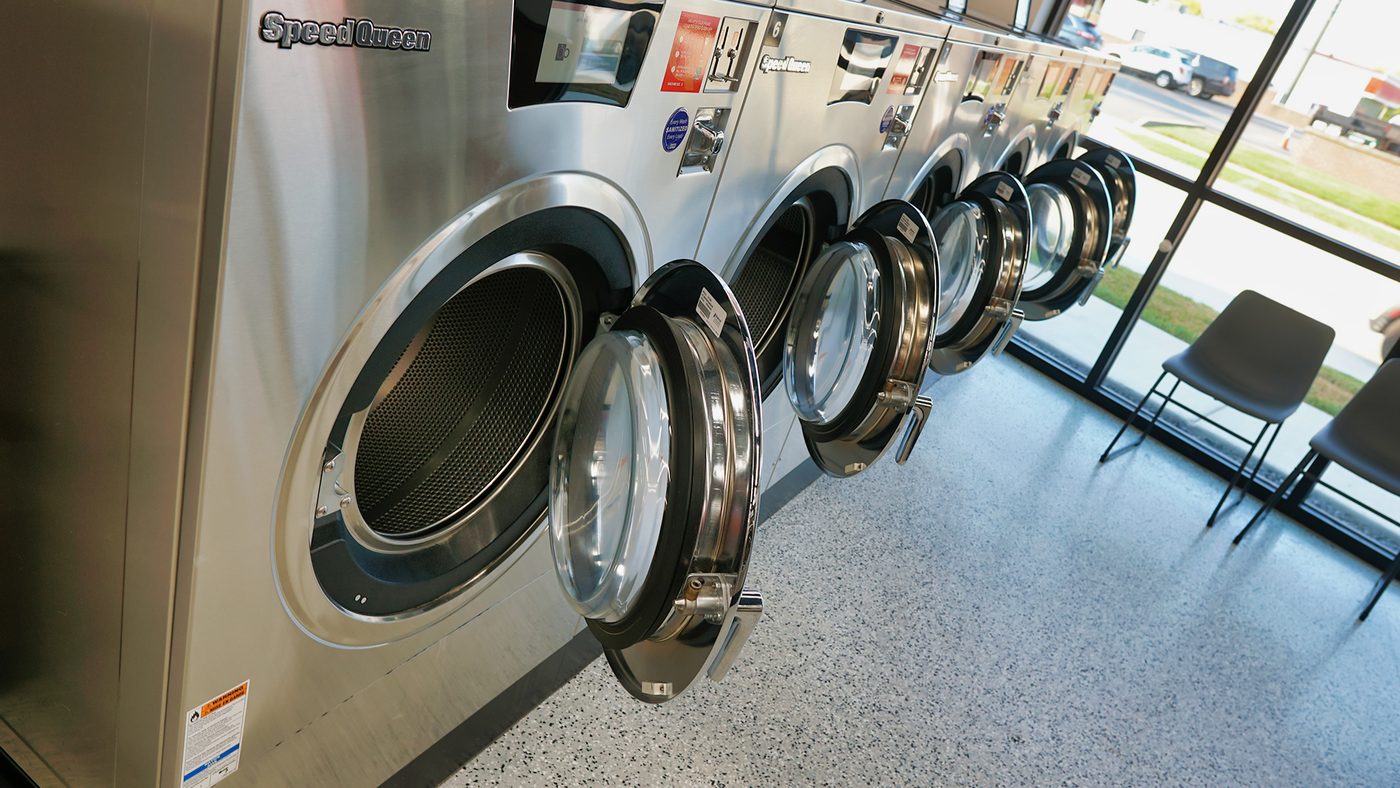 High-capacity Speed Queen front-load washers at mClean Laundry